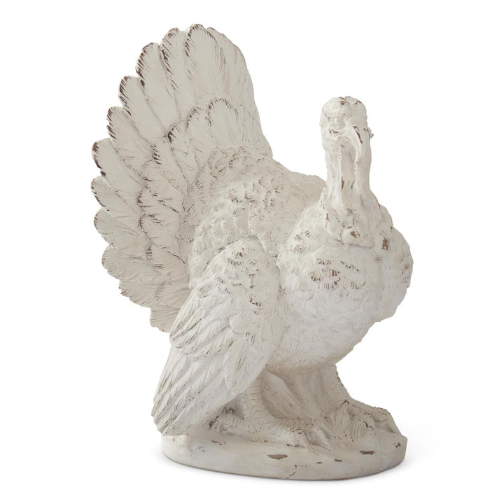 K & K Interiors Whitewashed Resin Turkey