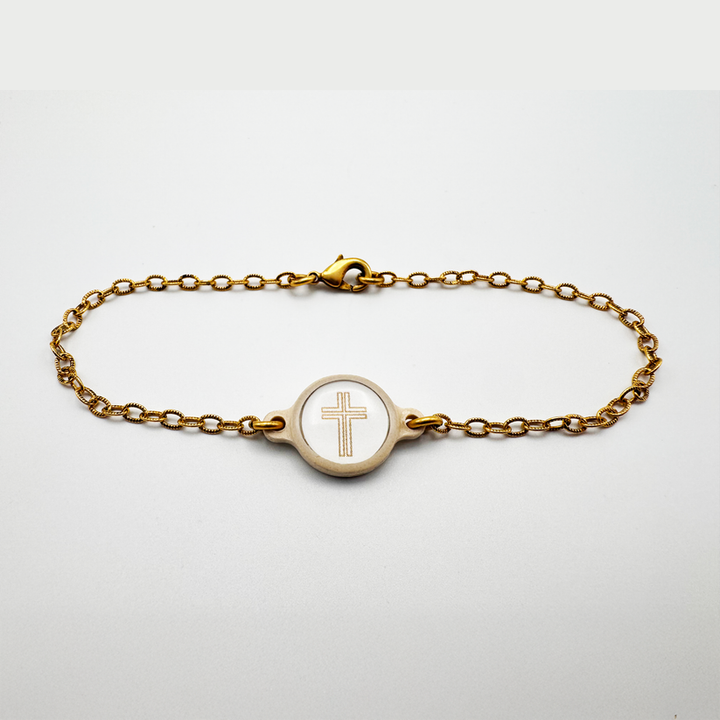 Versible® Tap To Pray™ Bracelet - Gold Plated + Vanilla Cross