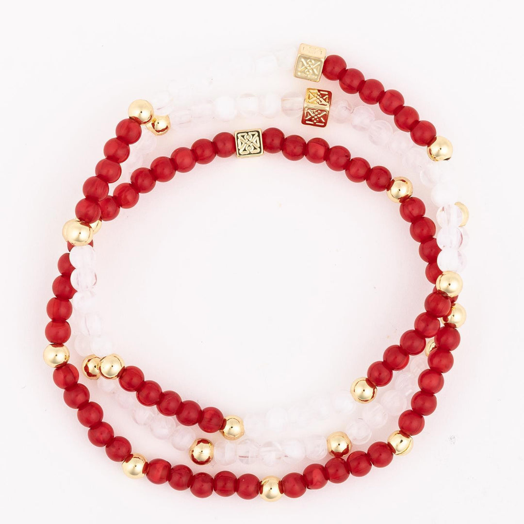 Mary Square Bracelet - Junie Crimson & White