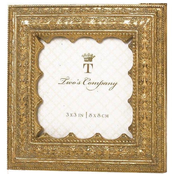 Two's Company Vermeil Ornate Photo Frame - 3" x 3" Square