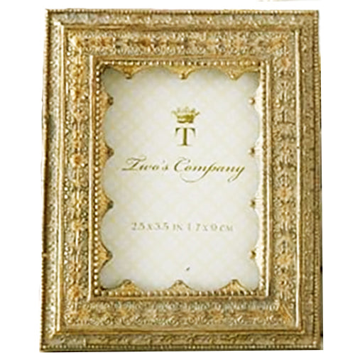 Two's Company Vermeil Ornate Photo Frame -  2 1/2" x 3" Rectangle