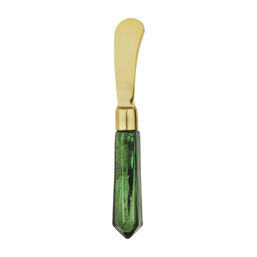 Mud Pie Tartan Spreader - Green Mercury Glass