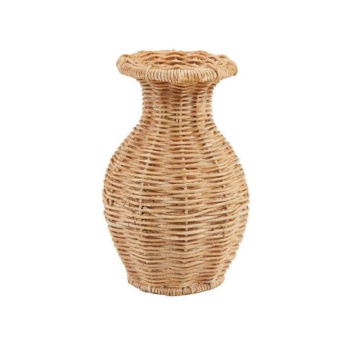 Mud Pie Resin Basket Weave Vase - Flared