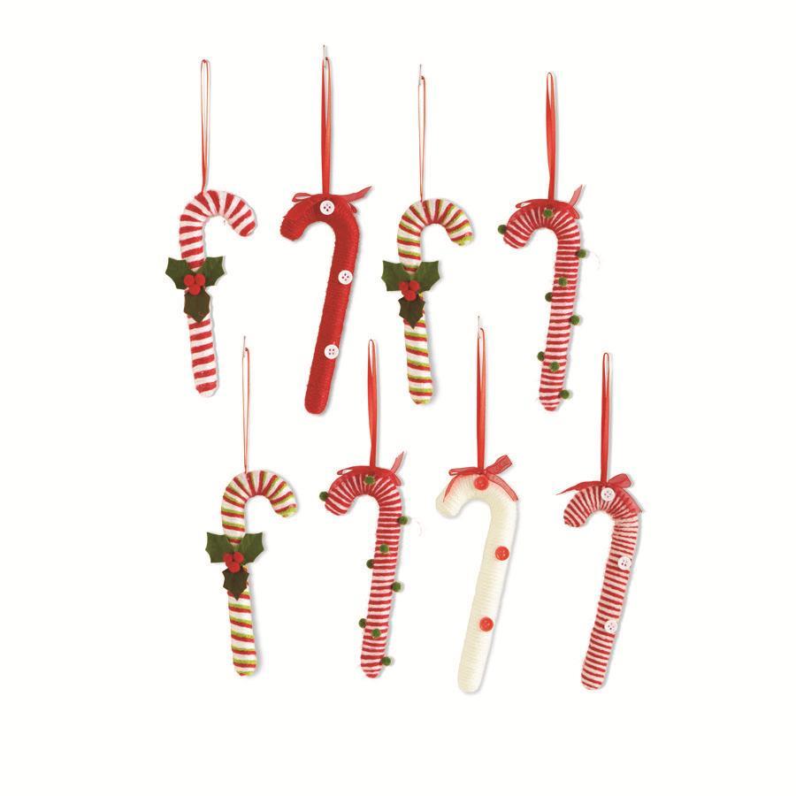 K & K Interiors Assorted 5.25-inch Yarn Candy Cane Ornaments