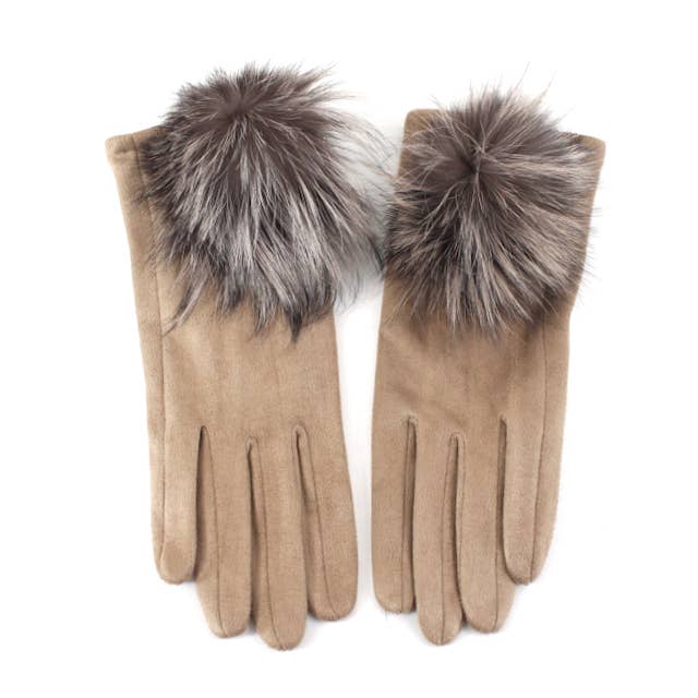 Pretty Persuasions Extra Furry Gloves - Khaki