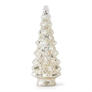 K & K Interiors LED Mercury Glass Christmas Trees w/Timer Ornament - Large