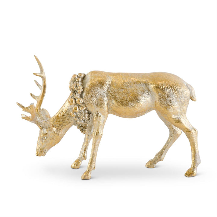 K & K Interiors Antique Gold Resin Deer (Head Down)