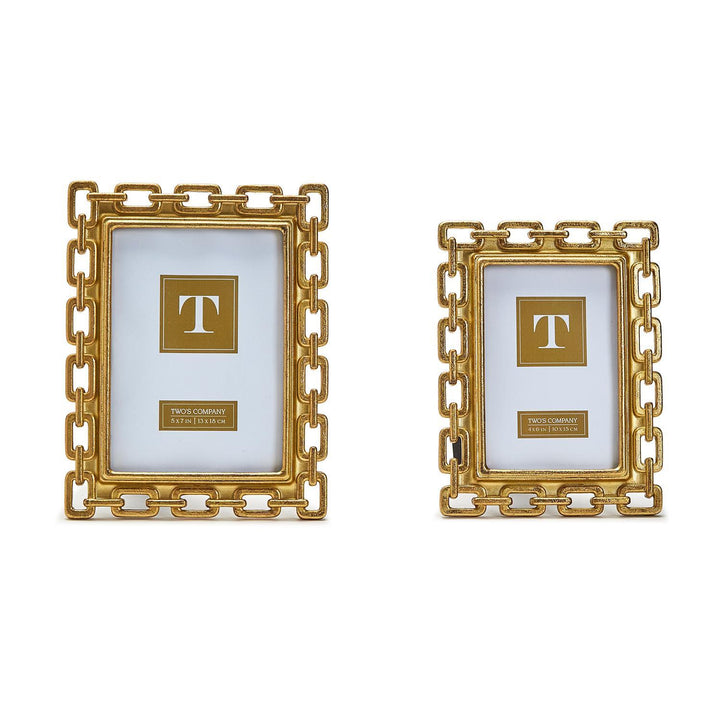 Two's Company Gold Chain Photo Frame - 5" x 7"