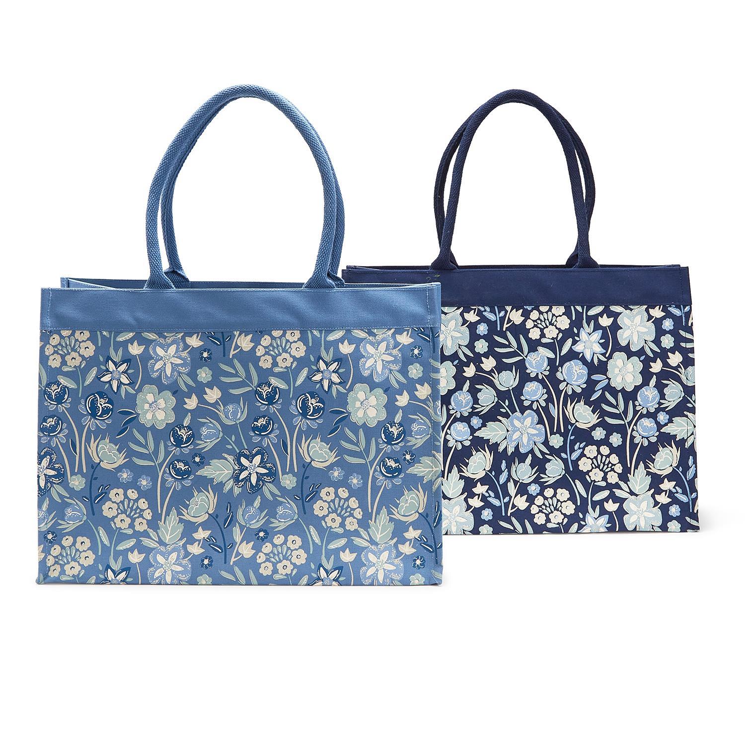 Two s Company Blue Floral Tote Bag w Inside Pocket