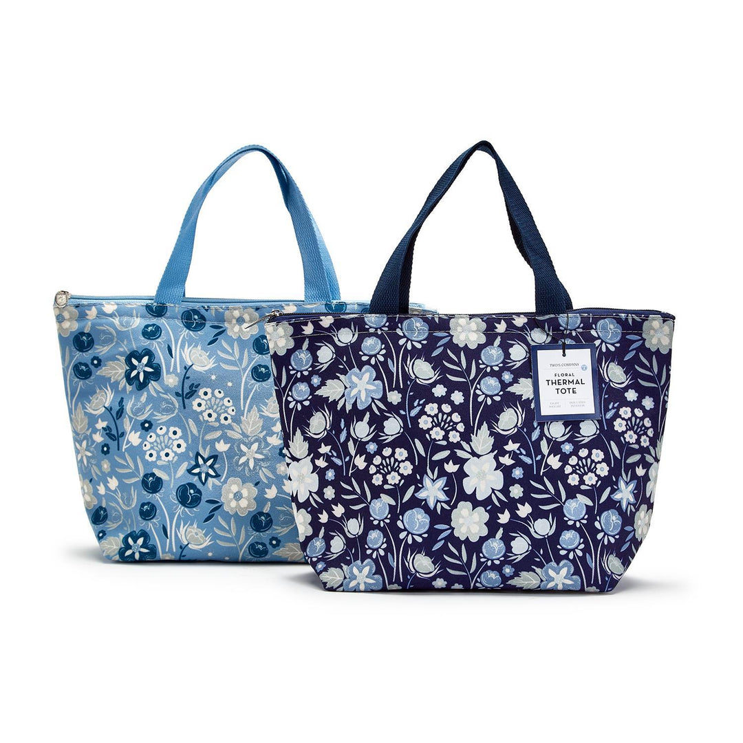 Two's Company Blue Floral Thermal Lunch Tote Bag