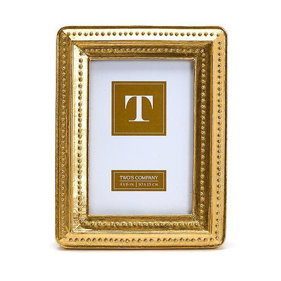 Two's Company Gold Beaded Edge Photo Frame - 4 x 6