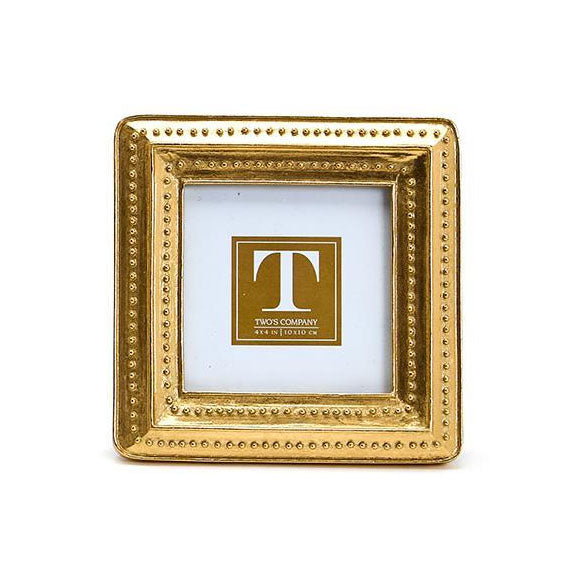 Two's Company Gold Beaded Edge Photo Frame - 4 x 4