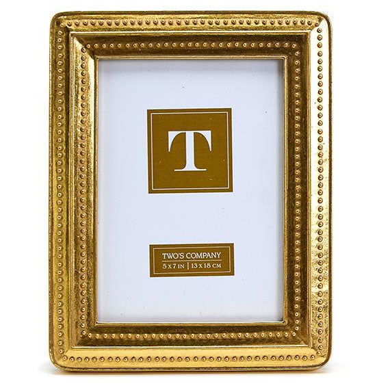 Two's Company Gold Beaded Edge Photo Frame - 5 x 7