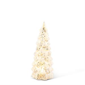K & K Interiors Glittered LED Silver Mercury Glass Tree - 8.5"