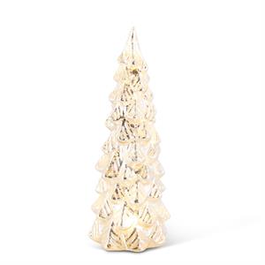 K & K Interiors Glittered LED Silver Mercury Glass Tree - 10.5"