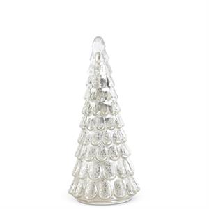 K & K Interiors Silver LED Mercury Glass Tree w/Timer - 10"