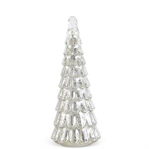 K & K Interiors Silver LED Mercury Glass Tree w/Timer - 13"