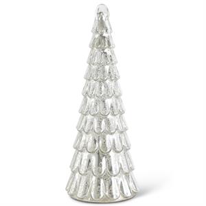 K & K Interiors Silver LED Mercury Glass Tree w/Timer - 16.75"