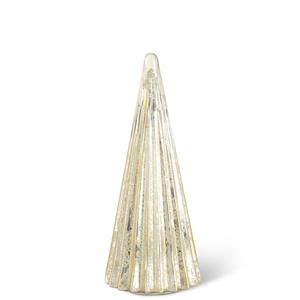 K & K Interiors Ribbed Gold LED Mercury Glass Tree w/Timer - 12.75"