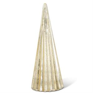 K & K Interiors Ribbed Gold LED Mercury Glass Tree w/Timer - 17"