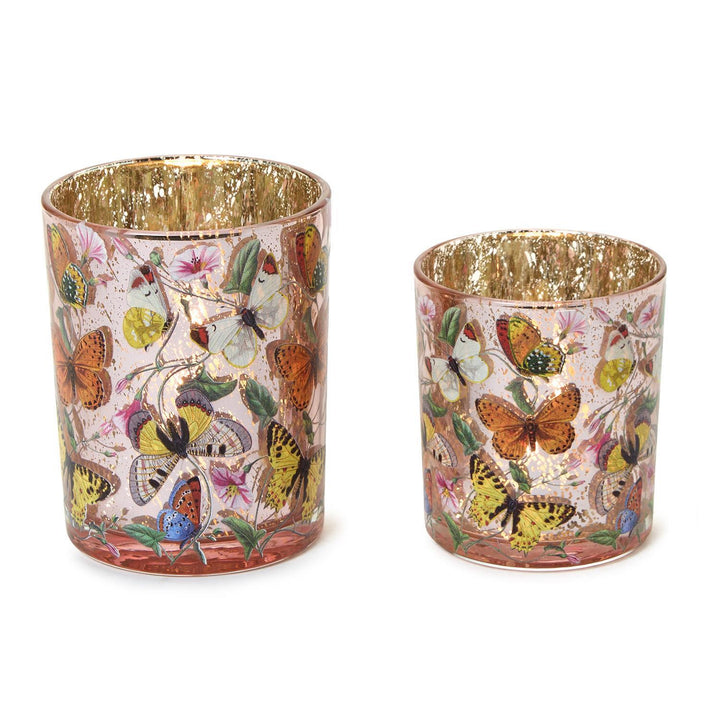 Two's Company Butterfly Silhouette Antiqued Tealight / Votive Candleholder - Large