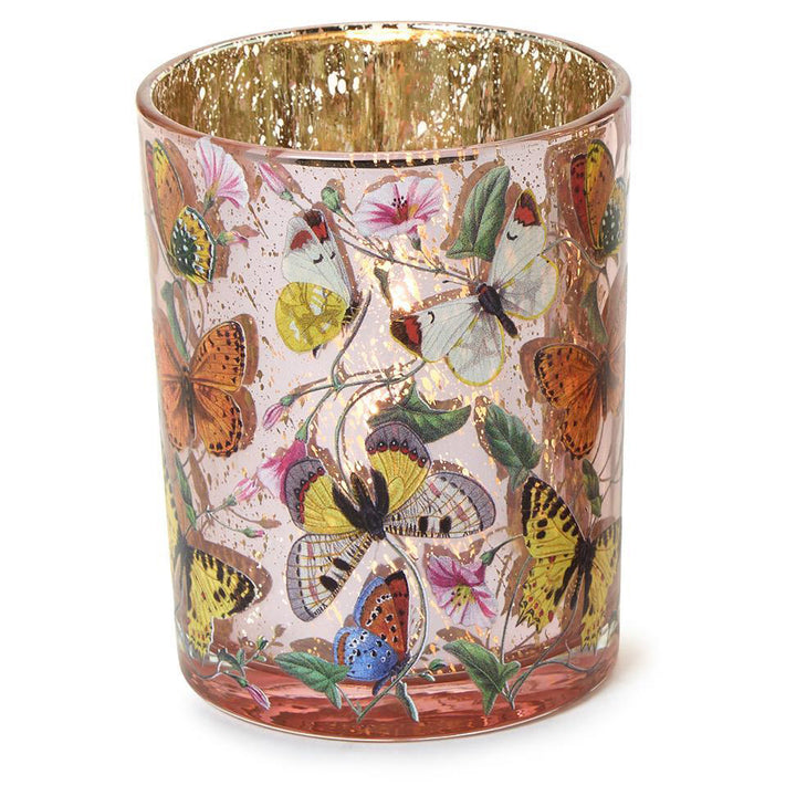 Two's Company Butterfly Silhouette Antiqued Tealight / Votive Candleholder - Large