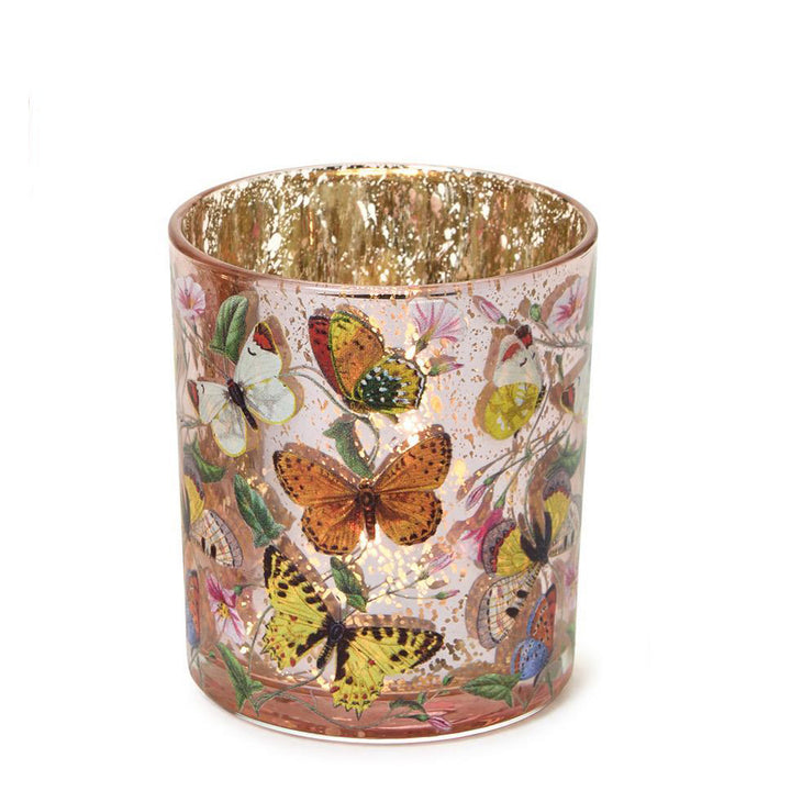 Two's Company Butterfly Silhouette Antiqued Tealight / Votive Candleholder - Small