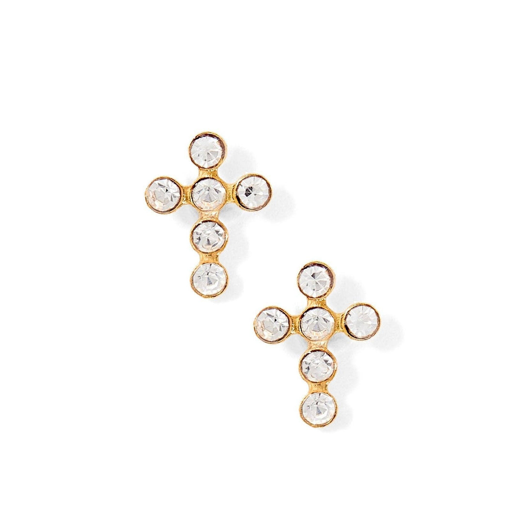Linny Co Screwback Stud Earrings - Clara Cross Gold Sparkle