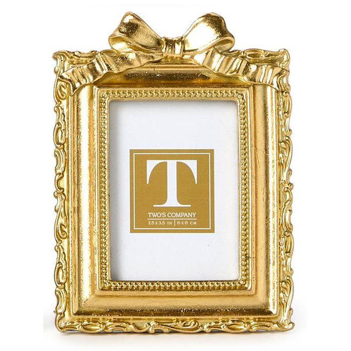 Two's Company Vintage Gold Mini Photo Frame w/Accent Bow - Square 4 3/4" W x 5 1/2" L (Copy)