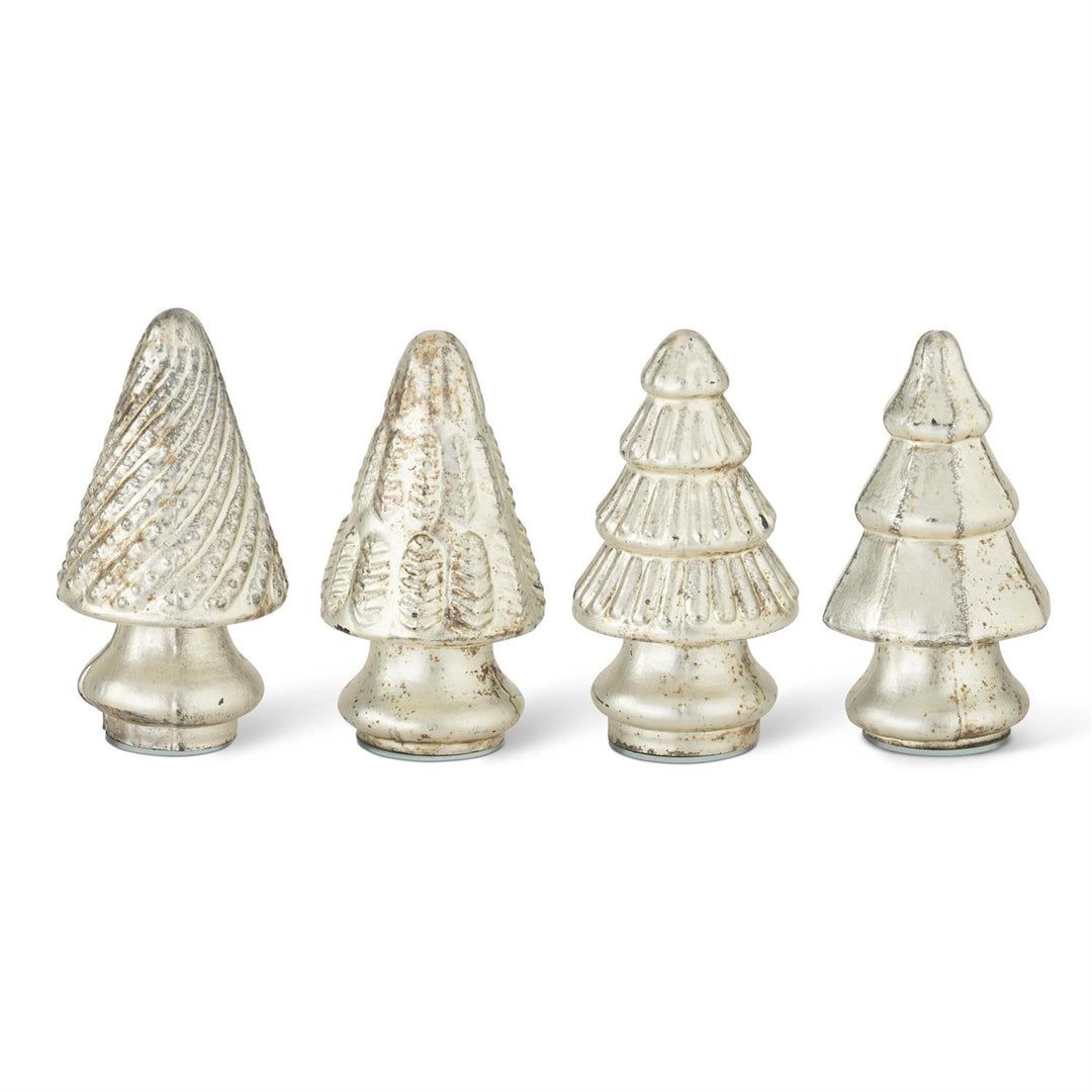 K & K Interiors Assorted Mini Antique Gold Mercury Glass Christmas Trees