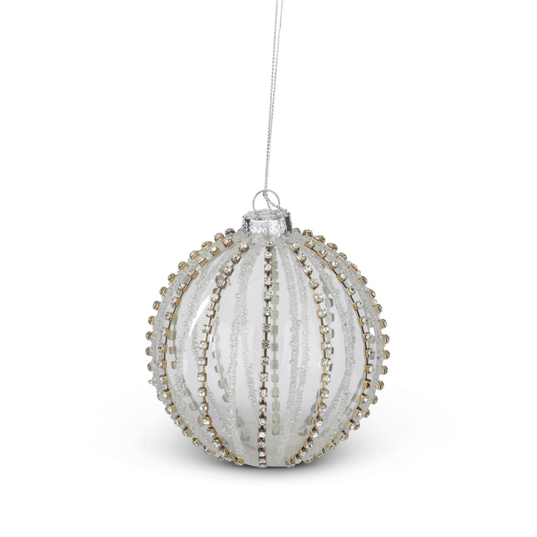 K & K Interiors Jeweled Clear Glass Ornament - 4"