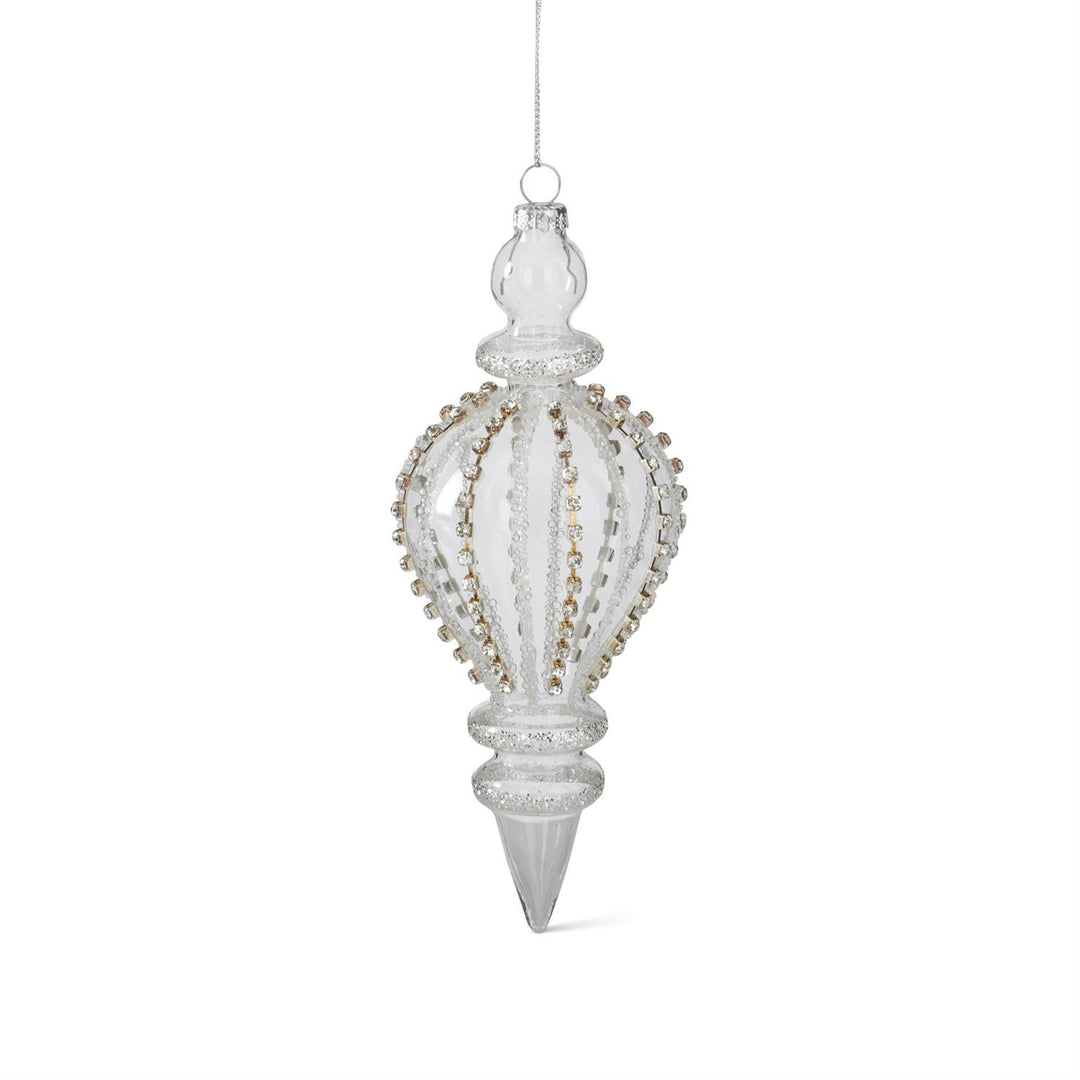 K & K Interiors Jeweled Clear Glass Finial Ornament - 7.5"