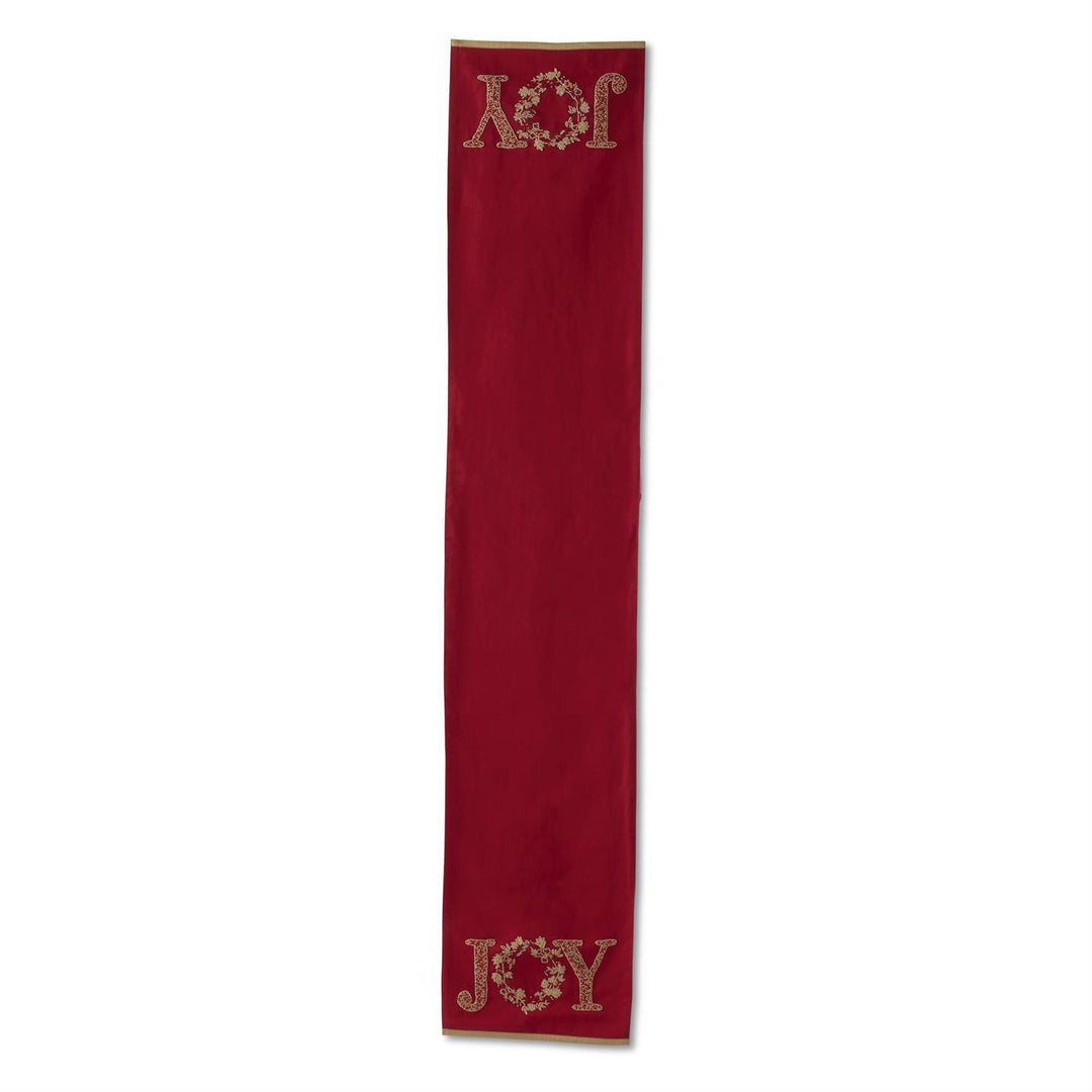 K & K Interiors Table Runner - Red Gold Beaded JOY