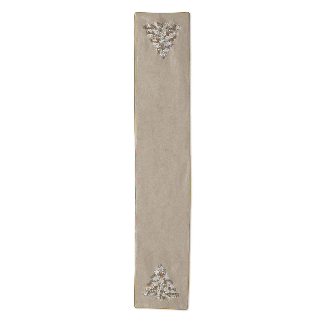 K & K Interiors Table Runner - Cotton Beaded Christmas Tree