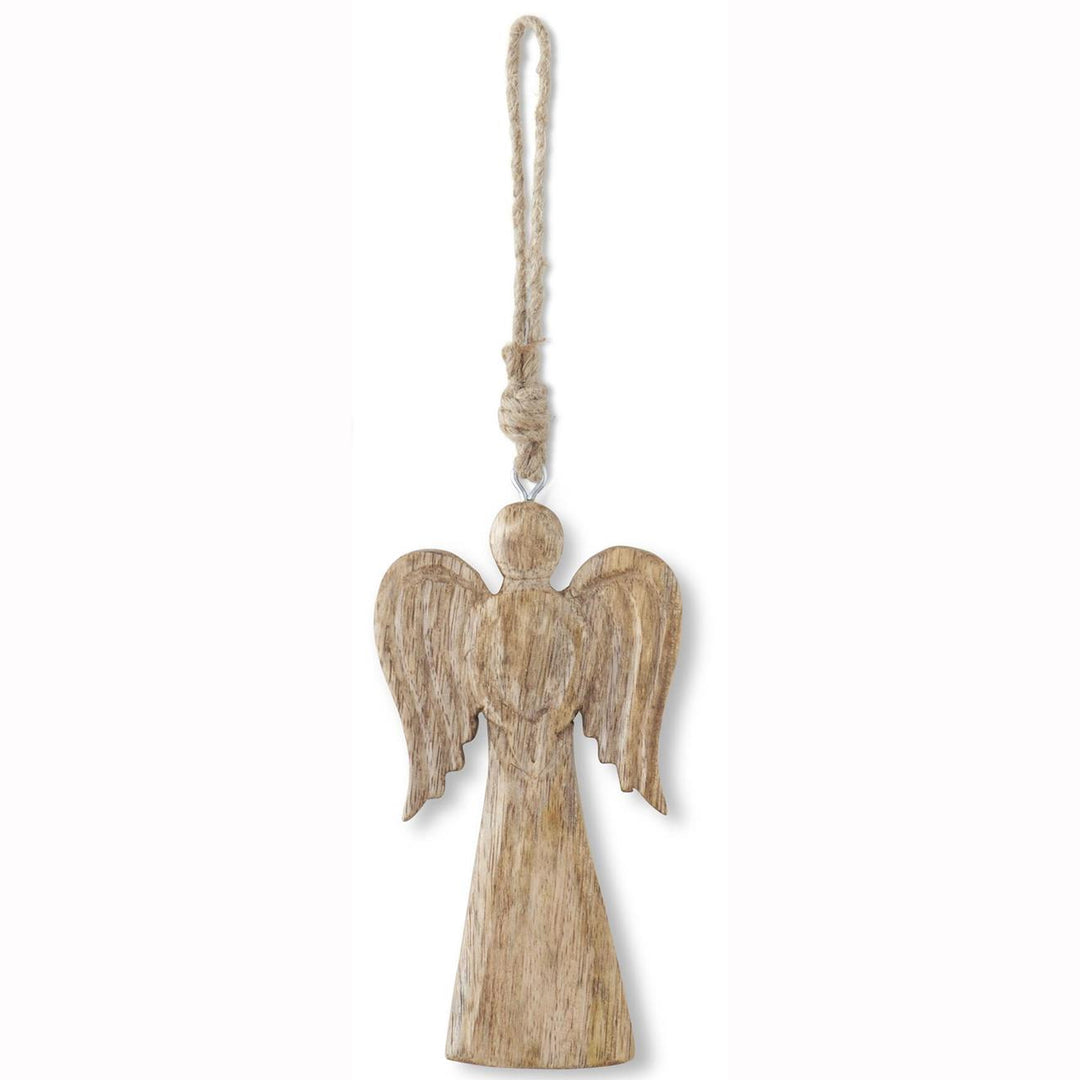 K & K Interiors Mango Wood Holiday Ornament w/Jute Hanger - Angel