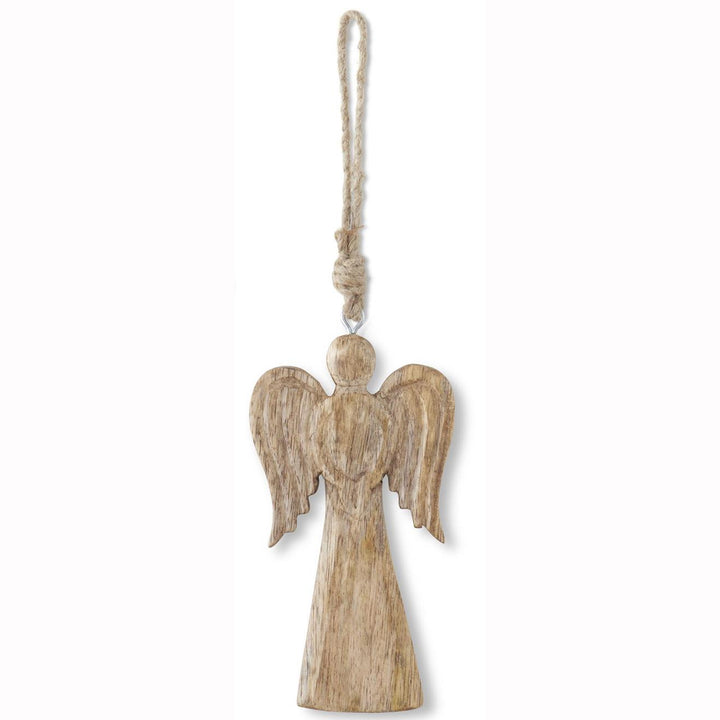 K & K Interiors Mango Wood Holiday Ornament w/Jute Hanger - Angel