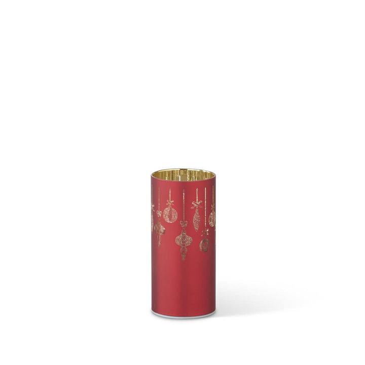 K & K Interiors Red Laser Engraved Ornament LED Rotating Cylinder w/Timer - 6"