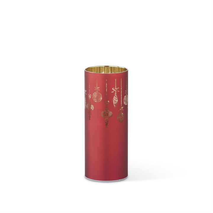 K & K Interiors Red Laser Engraved Ornament LED Rotating Cylinder w/Timer - 8"