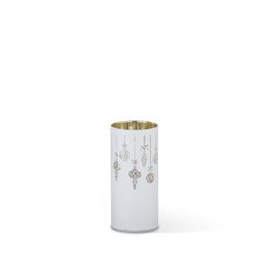 K & K Interiors White Laser Engraved Ornament LED Cylinder w/Timer - 6"