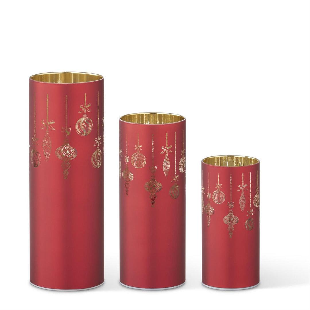 K & K Interiors Red Laser Engraved Ornament LED Rotating Cylinder w/Timer - 10"