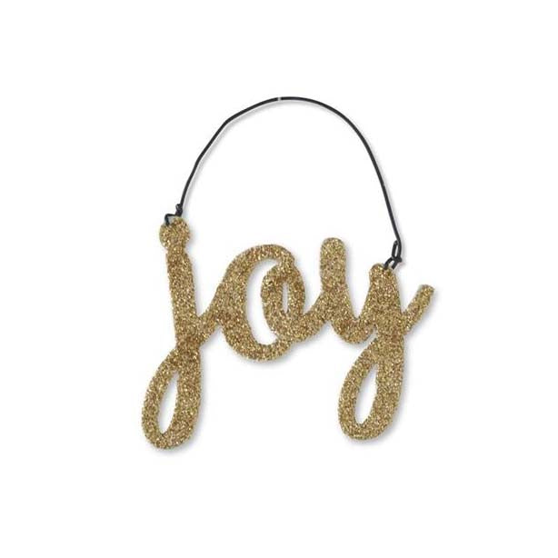 K & K Interiors Gold Glittered Holiday Message Ornament - Joy