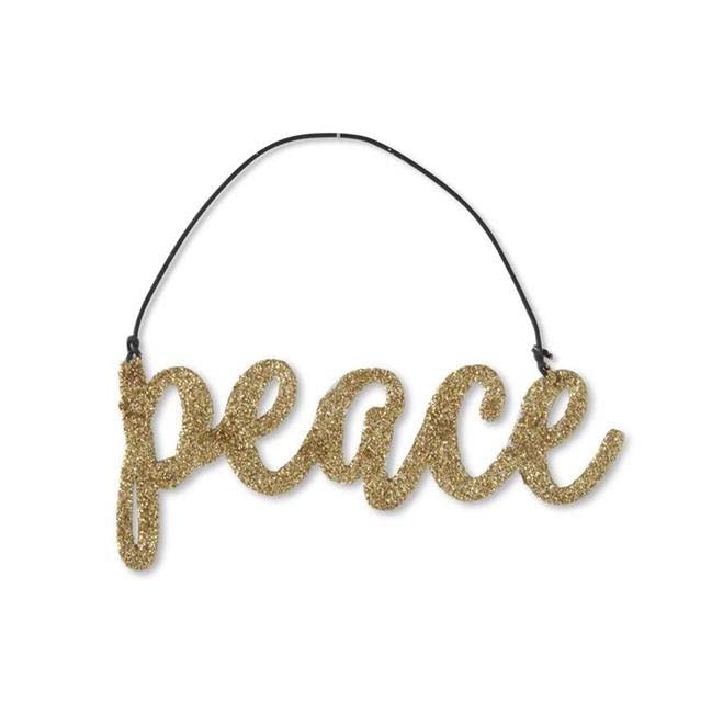 K & K Interiors Gold Glittered Holiday Message Ornament - Peace