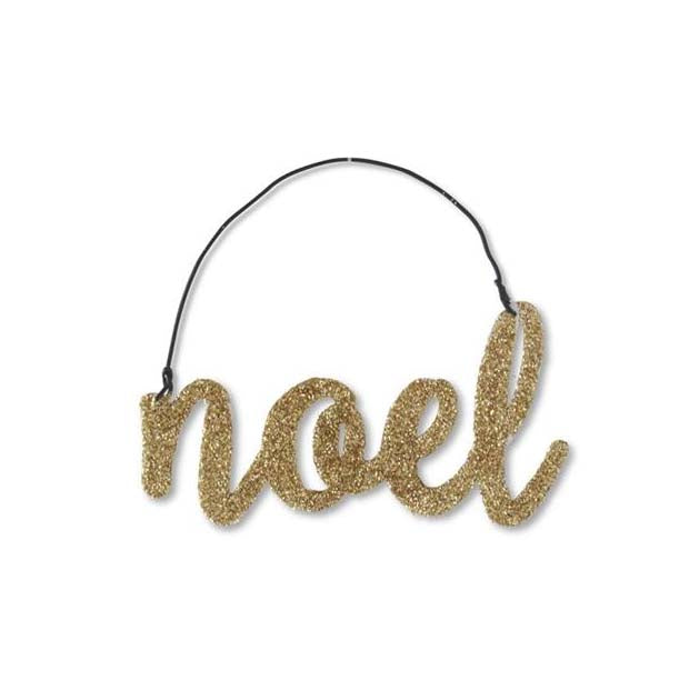 K & K Interiors Gold Glittered Holiday Message Ornament - Noel