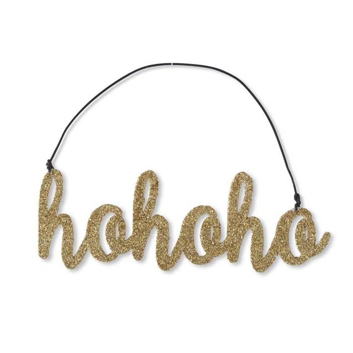 K & K Interiors Gold Glittered Holiday Message Ornament - HoHoHo