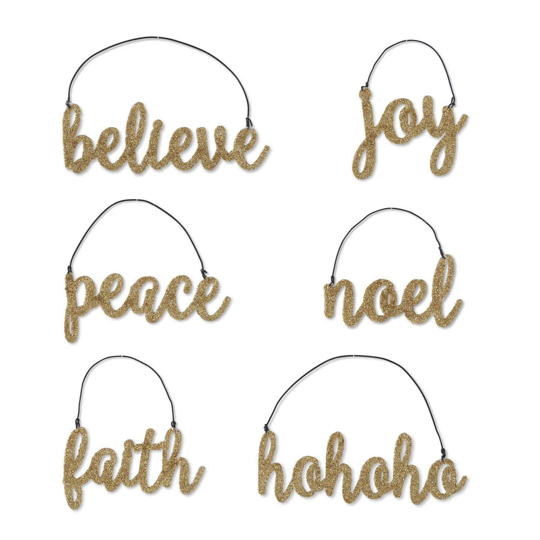 K & K Interiors Gold Glittered Holiday Message Ornament - Faith