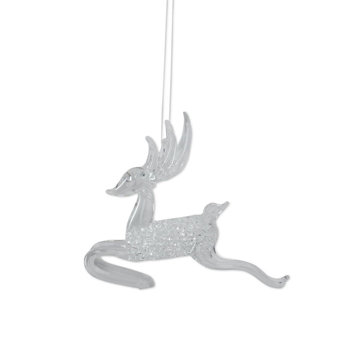 K & K Interiors Cut Glass Ornament - Reindeer
