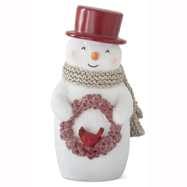 K & K Interiors Glittered Snowman w/Red Top Hat - Style 1