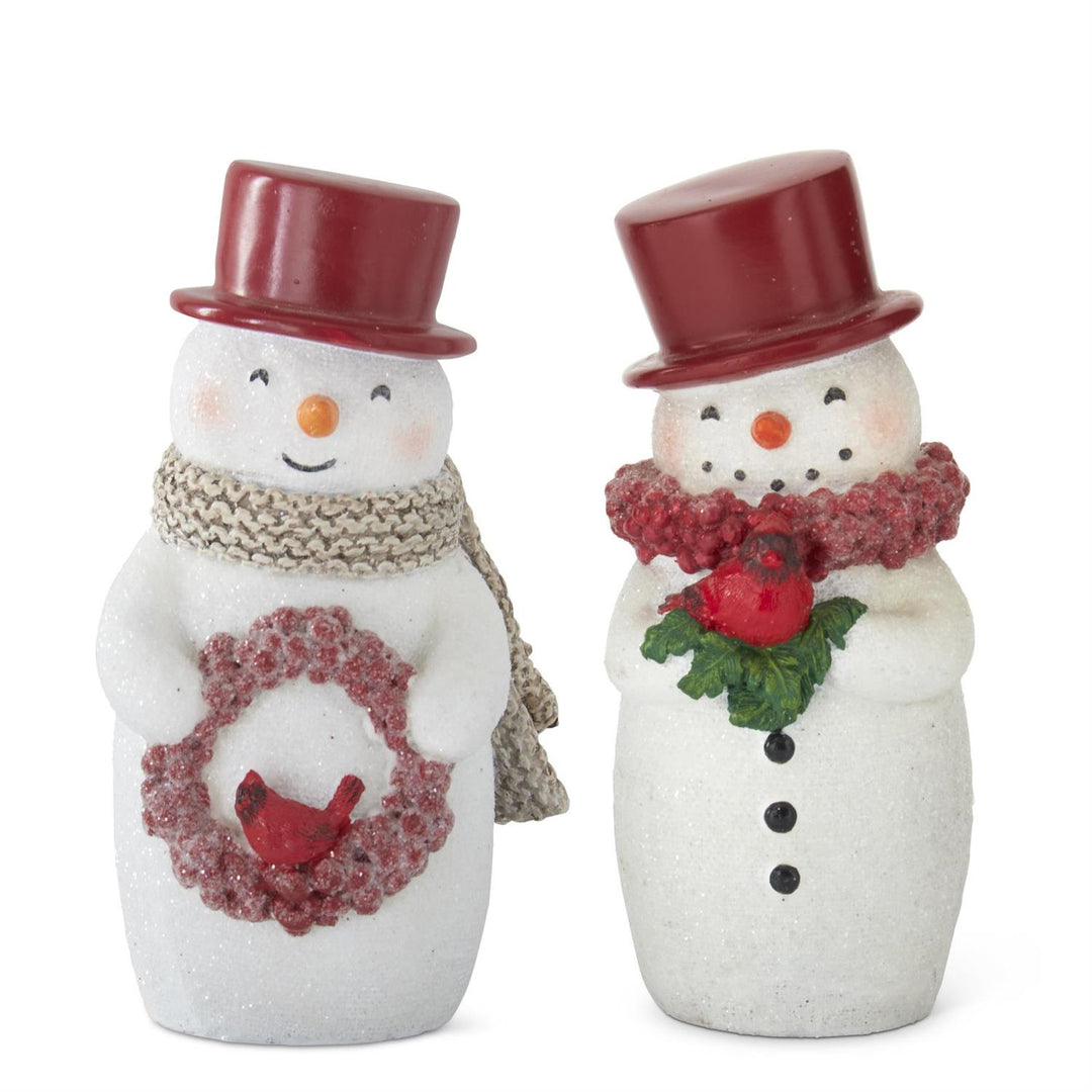 K & K Interiors Glittered Snowman w/Red Top Hat - Style 1