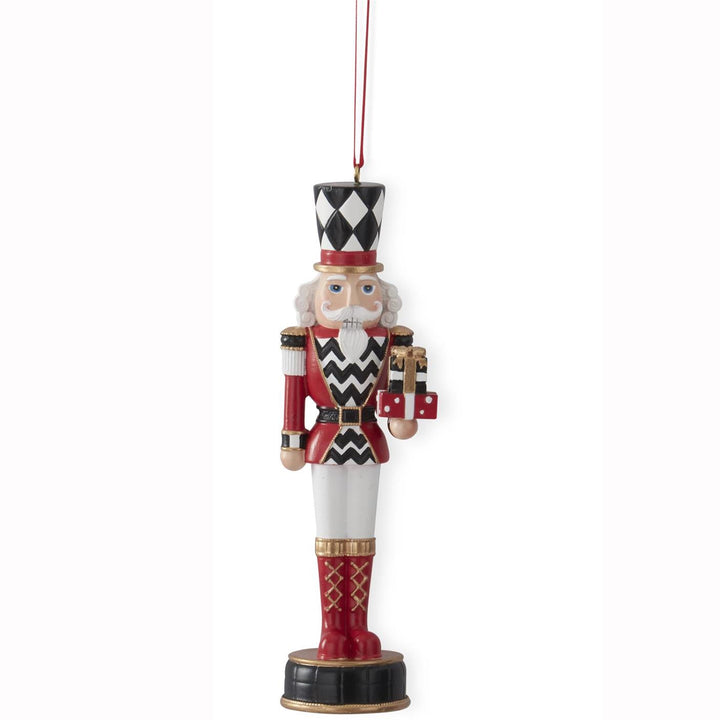 K & K Interiors Red & Black Harlequin Check Nutcracker Ornament - Gifts