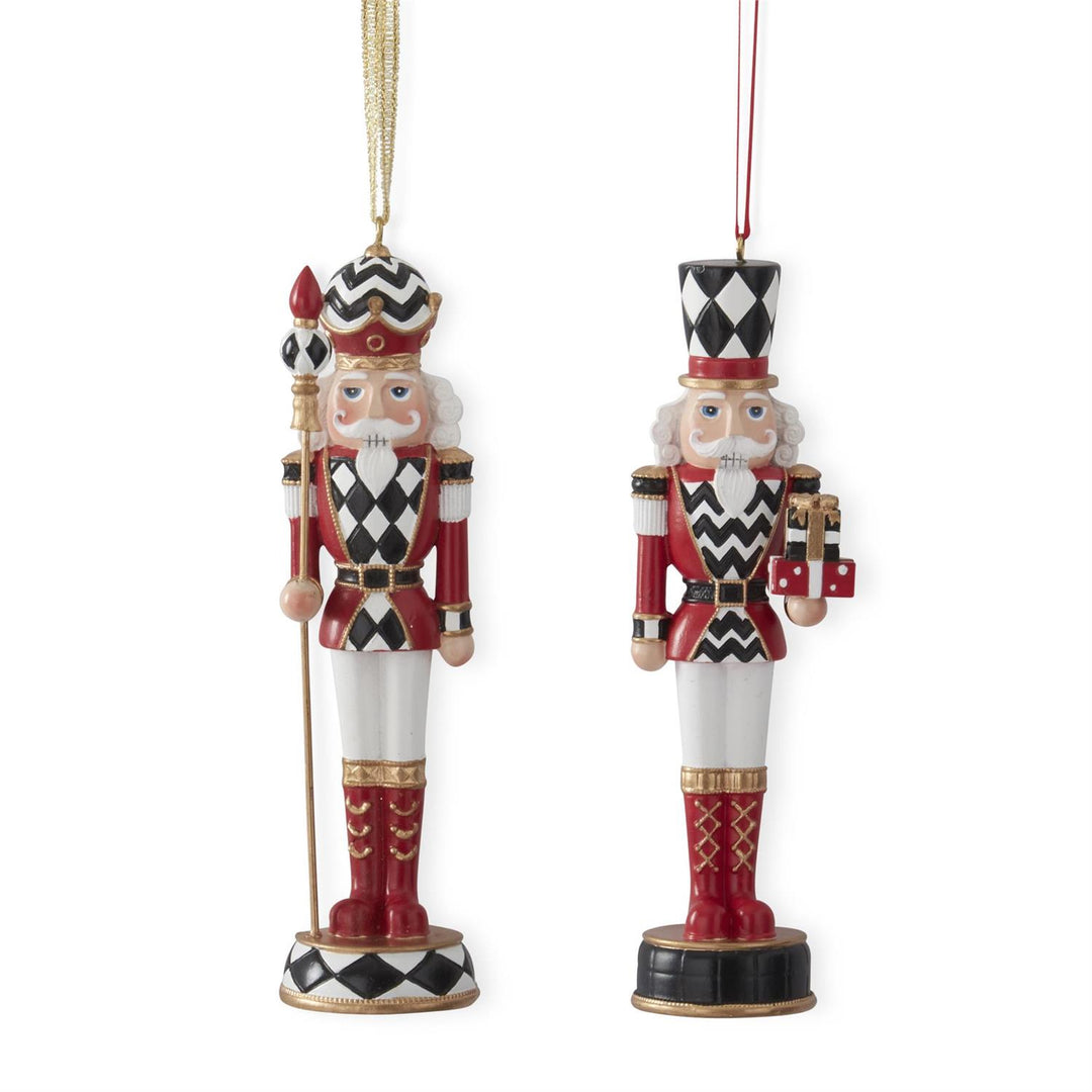 K & K Interiors Red & Black Harlequin Check Nutcracker Ornament - Staff